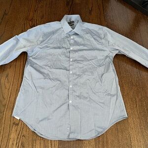 CK Calvin Klein Slim Fit Performance Non Iron Men’s Blue Denim Like Dress Shirt